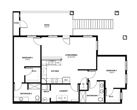 B2 Floor Plan at North Peak Apartments